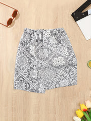 Boys Cotton Paisley Graphic Casual Shorts - Summer Style