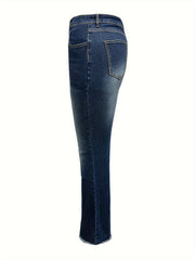 Fringe Trim Flared Leg Jeans