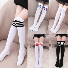 Girl's Knee High Socks Striped Comfy Long Stockings Children's Socks