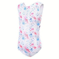 Girls Tie Dye Starry Night Sleeveless Ballet Leotard Gymnastics Suit
