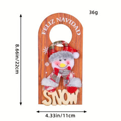 Christmas Door Handle Wooden Sign Hanging Decoration Santa Claus Reindeer