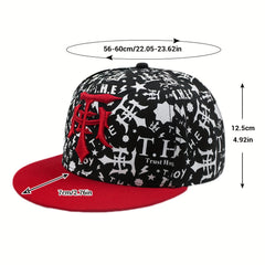 Men's Flat Brim Baseball Cap Embroidered Street Style Hat