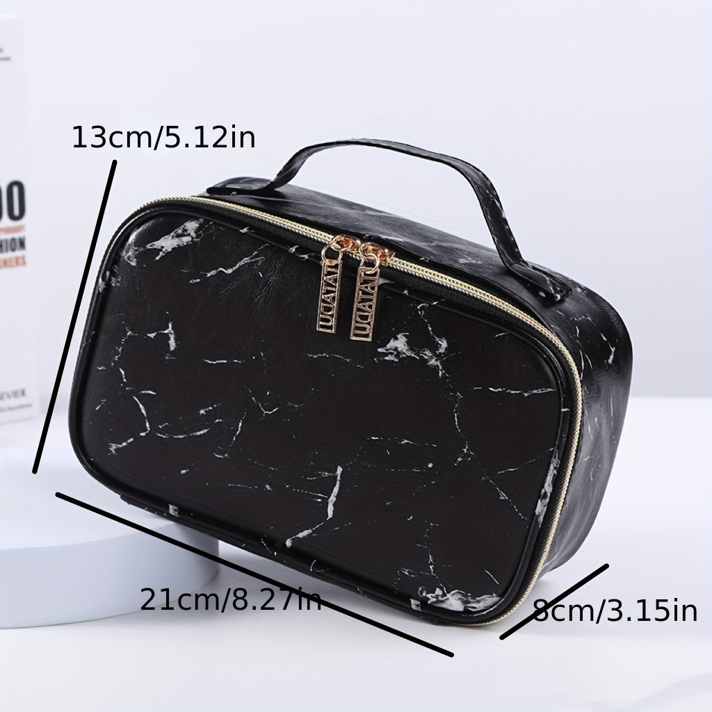Travel Marble Makeup Bag Organizer Large Capacity Toiletry Case Brush Holder