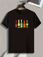 Beer Print Men's Comfy T-shirt for Outdoor Summer