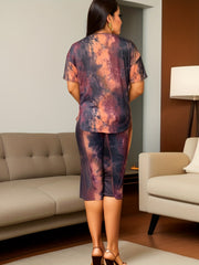 Plus Size Tie Dye Short Sleeve Tee & Pants Set Women's 2 Piece