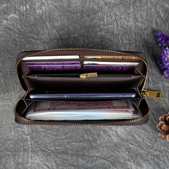 Vintage Style Leather Women's Wallet Large Capacity Clutch