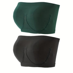 2 Pack Sexy Tube Bra Set Plus Size Women's Seamless Strapless Sports Bra