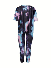 Tie Dye V Neck Tee & Pants Set
