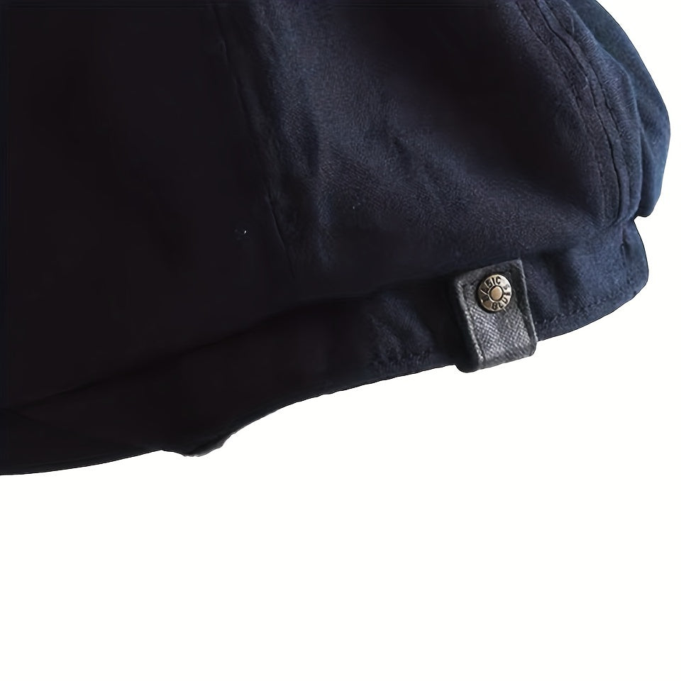 Adjustable Leather Ear Protection Newsboy Cap for Middle-aged Men Dad