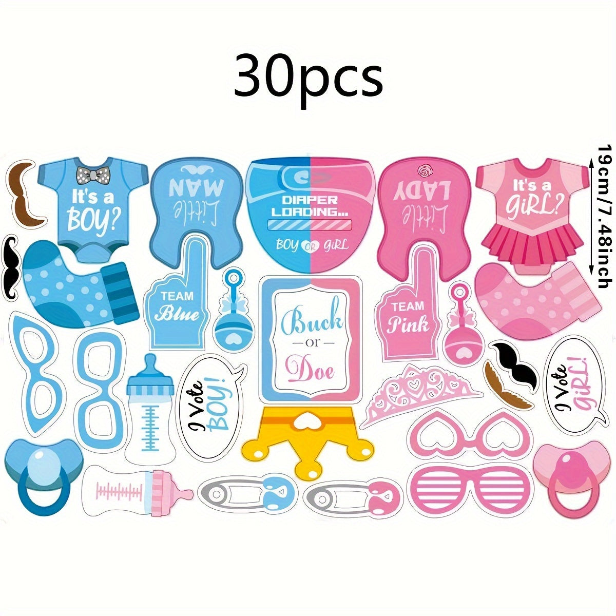 30pcs Gender Reveal Party Photo Props Set