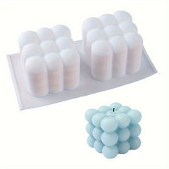 2pcs Multi Bubble Cube Candle Silicone 3D Aromatherapy Gypsum Candle Mold