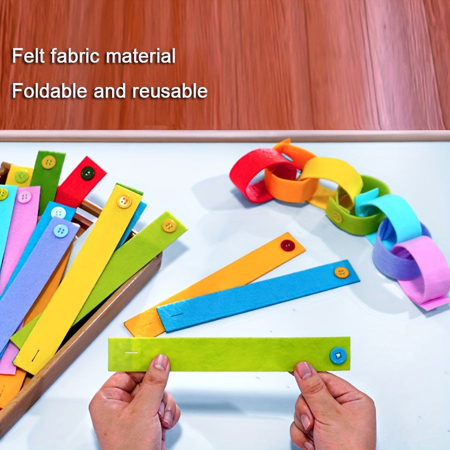 Colorful Felt Cloth Fastening Toy Button Bracelets for Kids Educational Toy