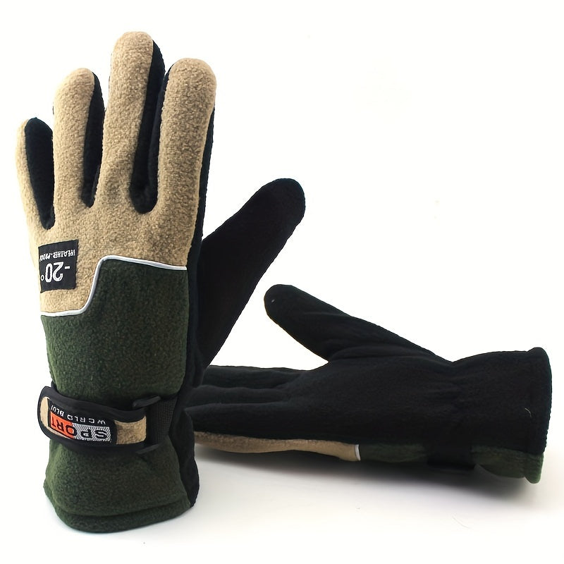 Fleece Gloves Full Finger Autumn Winter Warm Outdoor Cycling Long Finger Gloves