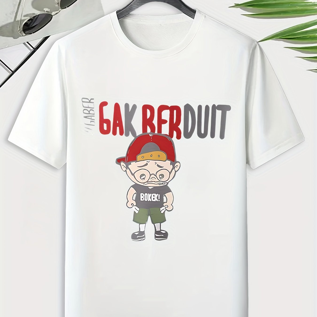 Men's Cartoon Figure Print Tee for Outdoor Activities