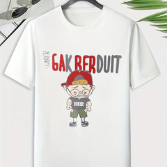 Men's Cartoon Figure Print Tee for Outdoor Activities