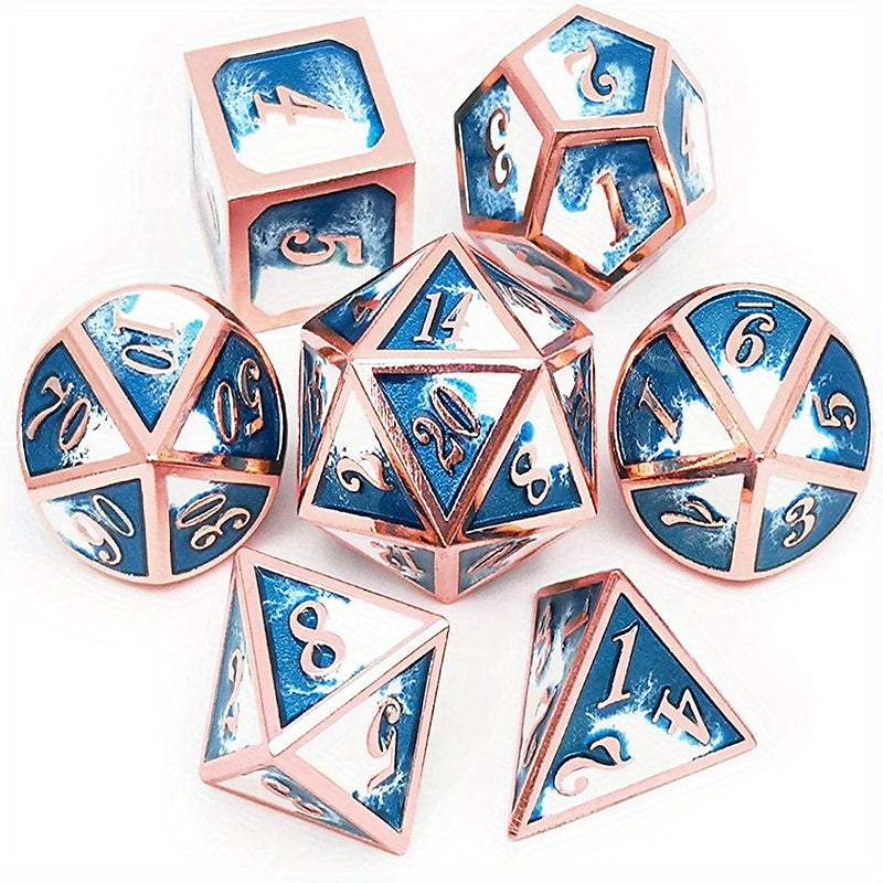 7pcs Emerald & Metal Dice Set - Durable & Stylish Solid Dice