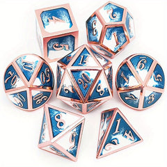 7pcs Emerald & Metal Dice Set - Durable & Stylish Solid Dice