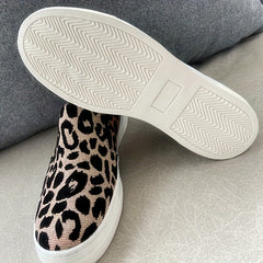 Leopard Print Canvas Slip-On Flats Round Toe Low Top Shoes