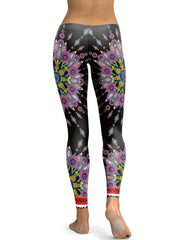 Flower Graphic Slim Leggings Stretch Sports Pants Women's Activewear