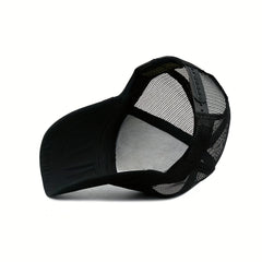 Adjustable Mesh Cap Dog Pattern Square Patch Baseball Cap Drivers Hat