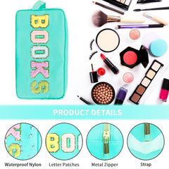 Preppy Makeup Bag With Strap Waterproof Travel Toiletry Bag For Student