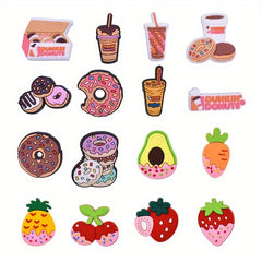 16pcs Food Themed Shoe Charms DIY Pins for Shoes