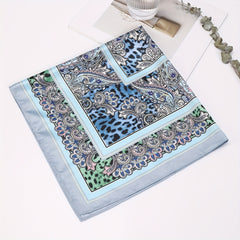 Leopard Paisley Print Bandana Satin Square Scarf Head Wraps Neckerchief