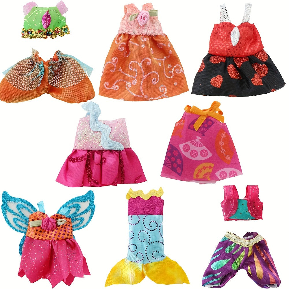 8 Sets 10-16cm Doll Clothes or 5 Pairs Shoes Fairy Suit for Mini Baby Doll