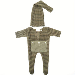 Newborn Photography Outfit Hat & Jumpsuit Props Yellow Green
