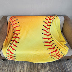 Yellow Baseball Printed Blanket - Soft & Warm Flannel Material