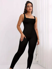 Ribbed Sleeveless Square Neck Jumpsuit Women's Activewear