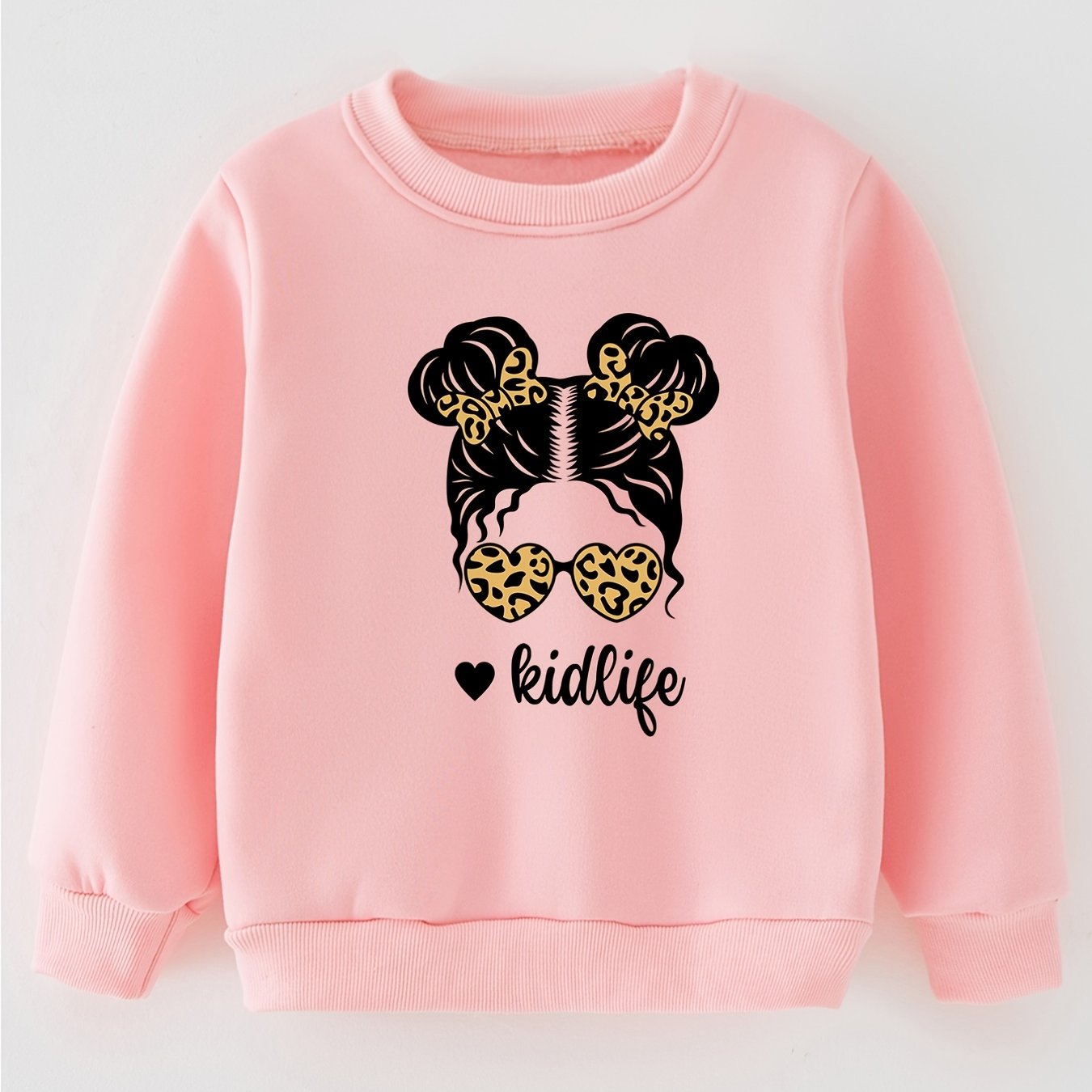Girls Creative Portrait Graphic Pullover Sweatshirt