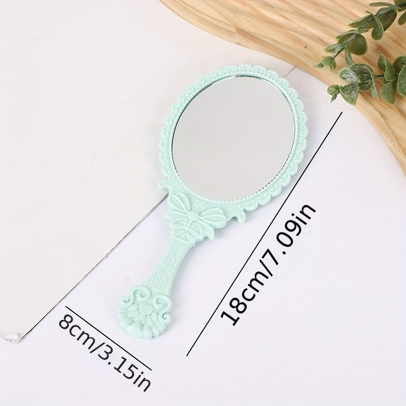 Vintage Handheld Mirror with Handle - Makeup Travel Vanity - Girls Women