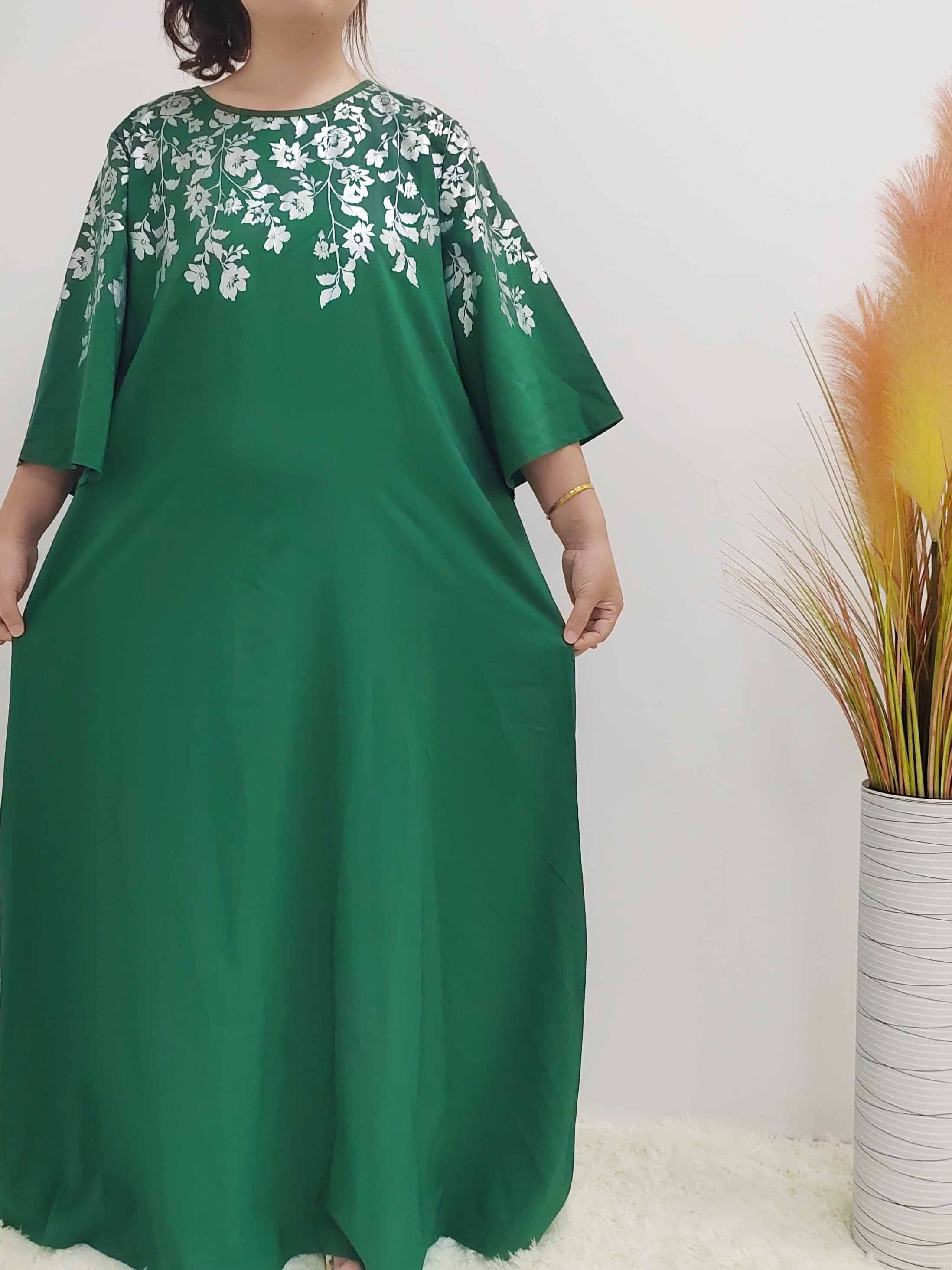 Floral Print Three Quarter Sleeve Round Neck Maxi Dress