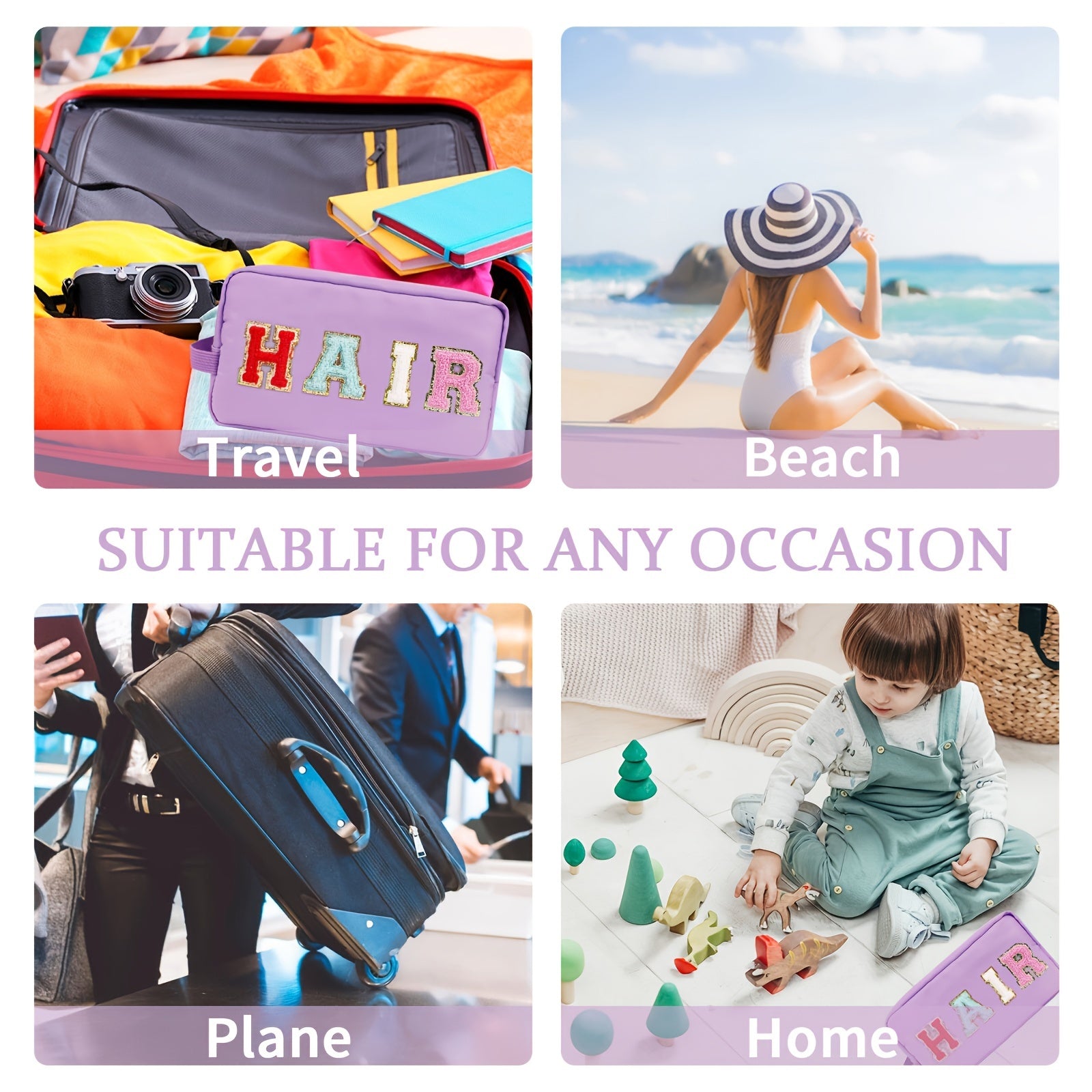 Preppy Makeup Bag Nylon Waterproof Toiletry Bag With Strap