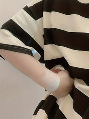 Striped Loose NightDress Short Sleeve Crew Neck Pajama Dress
