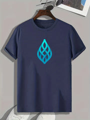 Abstract Drop Print Men's Comfy T shirt Active Slightly Stretch Tee