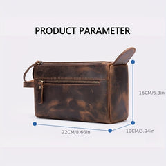 Leather Clutch Bag for Business Trip - Travel Toiletry Handbag
