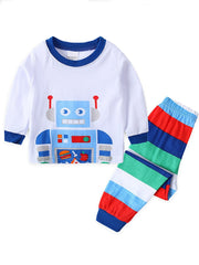 2pcs Toddler Boys Long Sleeve Robot Pajama Sets