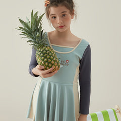 Girls Splicing Long Sleeve 1pc Swimwear Bathing Suit