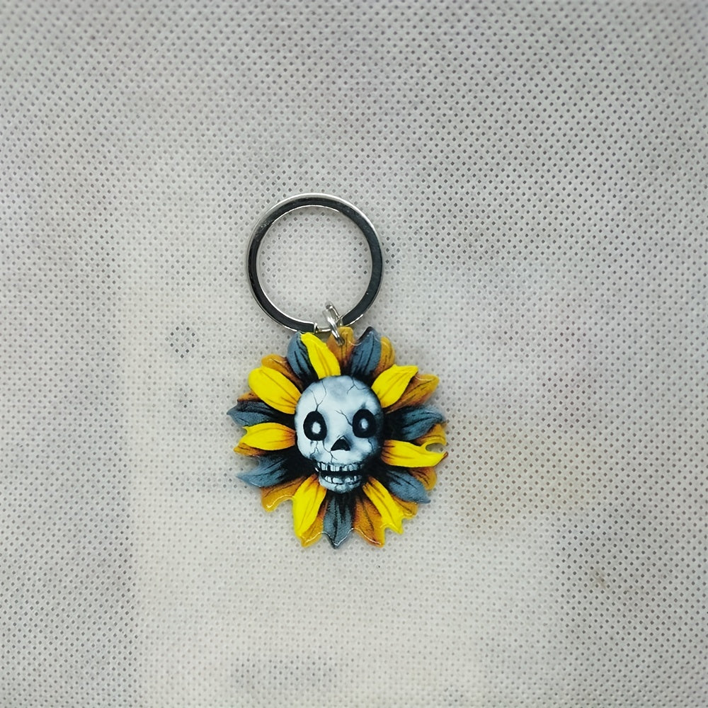 Skeleton Flower Keychain Key Ring for Men Women Handbag Car Key Pendant
