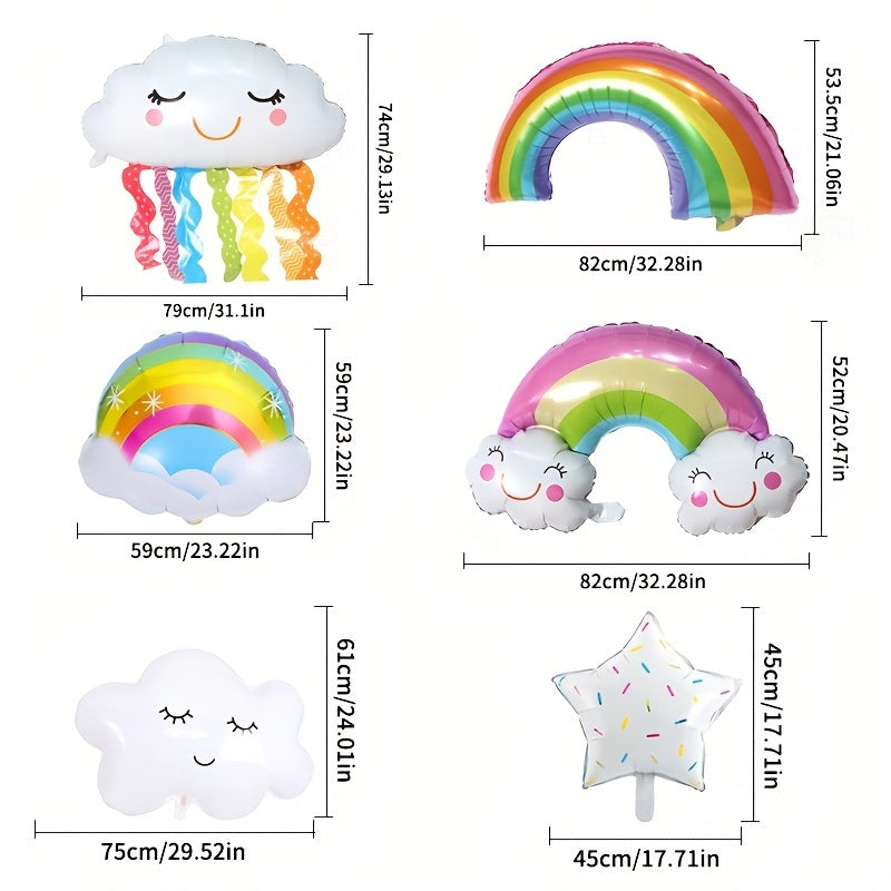 Rainbow Cloud Birthday Party Balloons Set