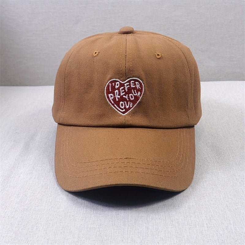 Vintage Heart Embroidery Baseball Cap Solid Casual Sunscreen Dad Hat