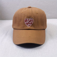 Vintage Heart Embroidery Baseball Cap Solid Casual Sunscreen Dad Hat