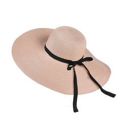 Candy Large Sun Hat Ribbon Bowknot Casual Breathable Straw Hat Women