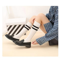 Women's Extra Long Opaque Striped Over Knee High Stockings Socks