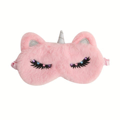 Cartoon Rainbow Horse Blindfold Soft Blackout Plush Eye Mask