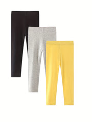 3pcs Toddler Girls Leggings Casual Cotton Elastic Waist Pants