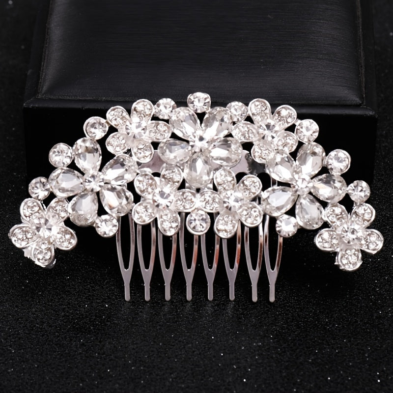 Crystal Flower Bridal Hair Comb Clip Rhinestone Wedding Hairpin
