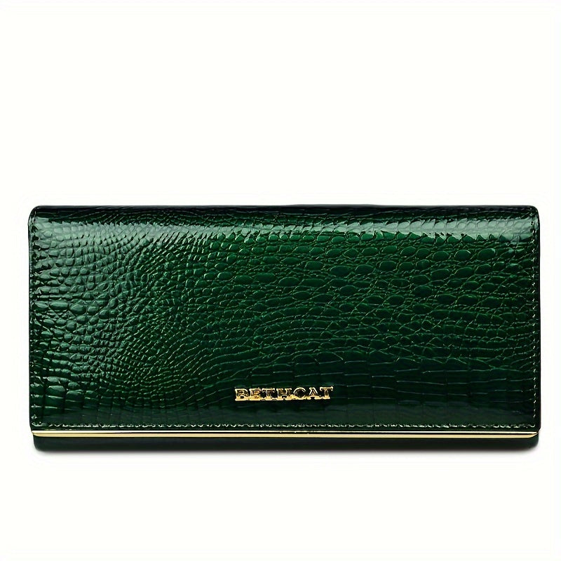 Women's Crocodile Pattern Cowhide Clutch Wallet Coin Purse